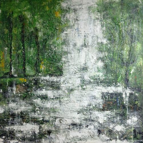 Modern Green Forest Waterfall Wall Art