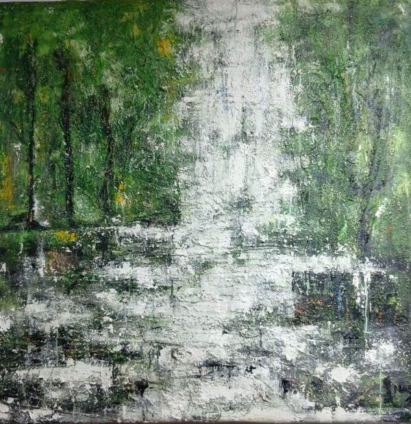 Modern Green Forest Waterfall Wall Art