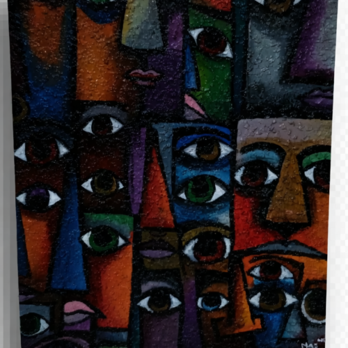 The Collective Gaze: A Textured Cubist Study